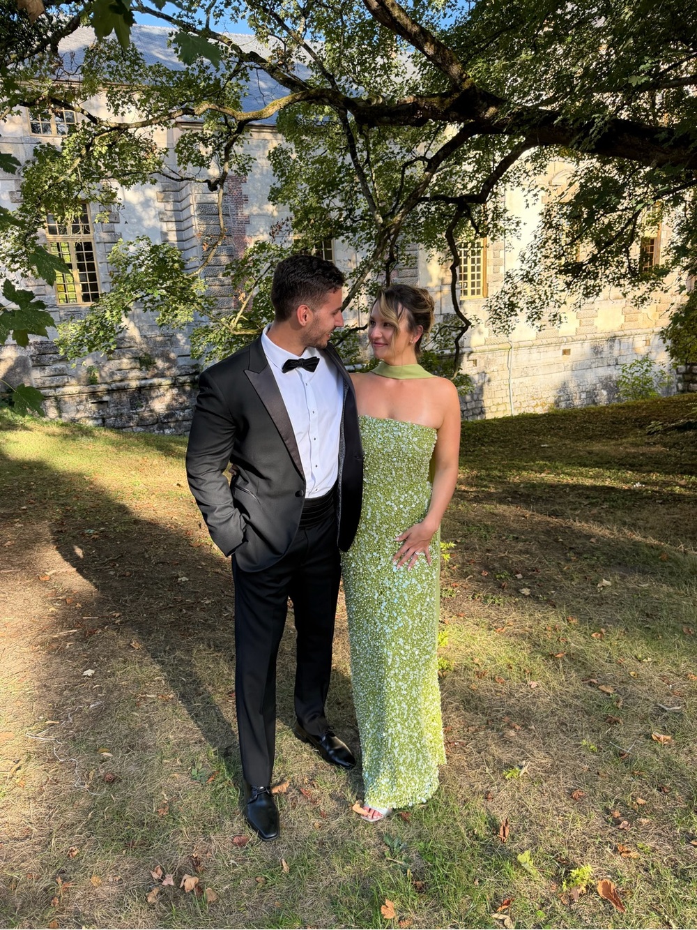 Sequin One-Shoulder Wedding Guest Dress in Light Green